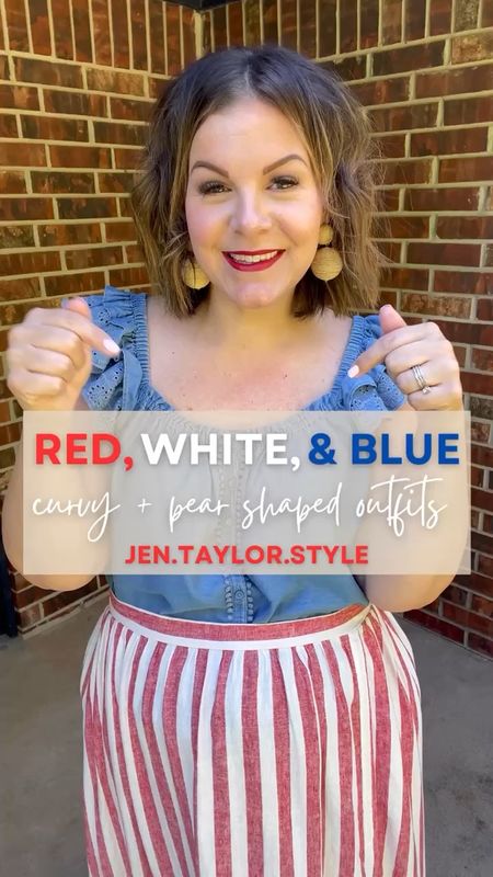 Curvy + pear shaped red, white, and blue outfits! Need a Memorial Day weekend outfit idea? These are patriotic outfits that don’t feel cheesy! I wear XL to XXL in most things. Plus size outfits, patriotic outfit idea, summer outfit, Walmart Jessica Simpson, striped skirt, matching set, midsize outfit
7/3

#LTKStyleTip #LTKSeasonal #LTKPlusSize