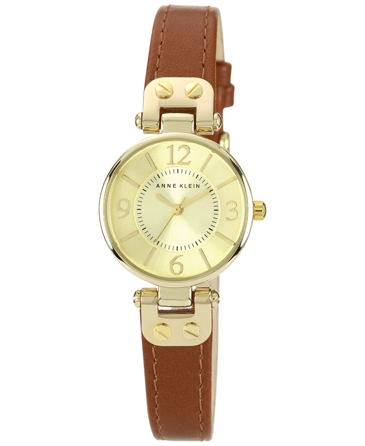 Anne Klein Women's Brown Leather Strap Watch 10-9442CHHY | Macy's
