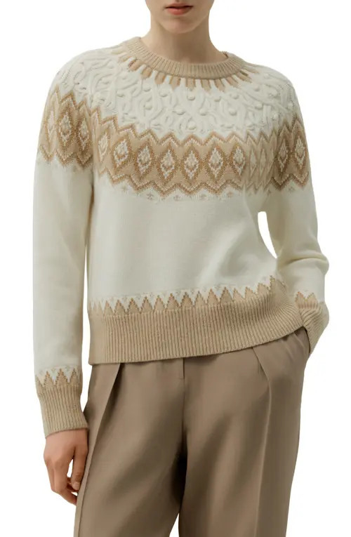 Lilysilk Wool-Cashmere Fair Isle Sweater at Nordstrom, Size Medium | Nordstrom