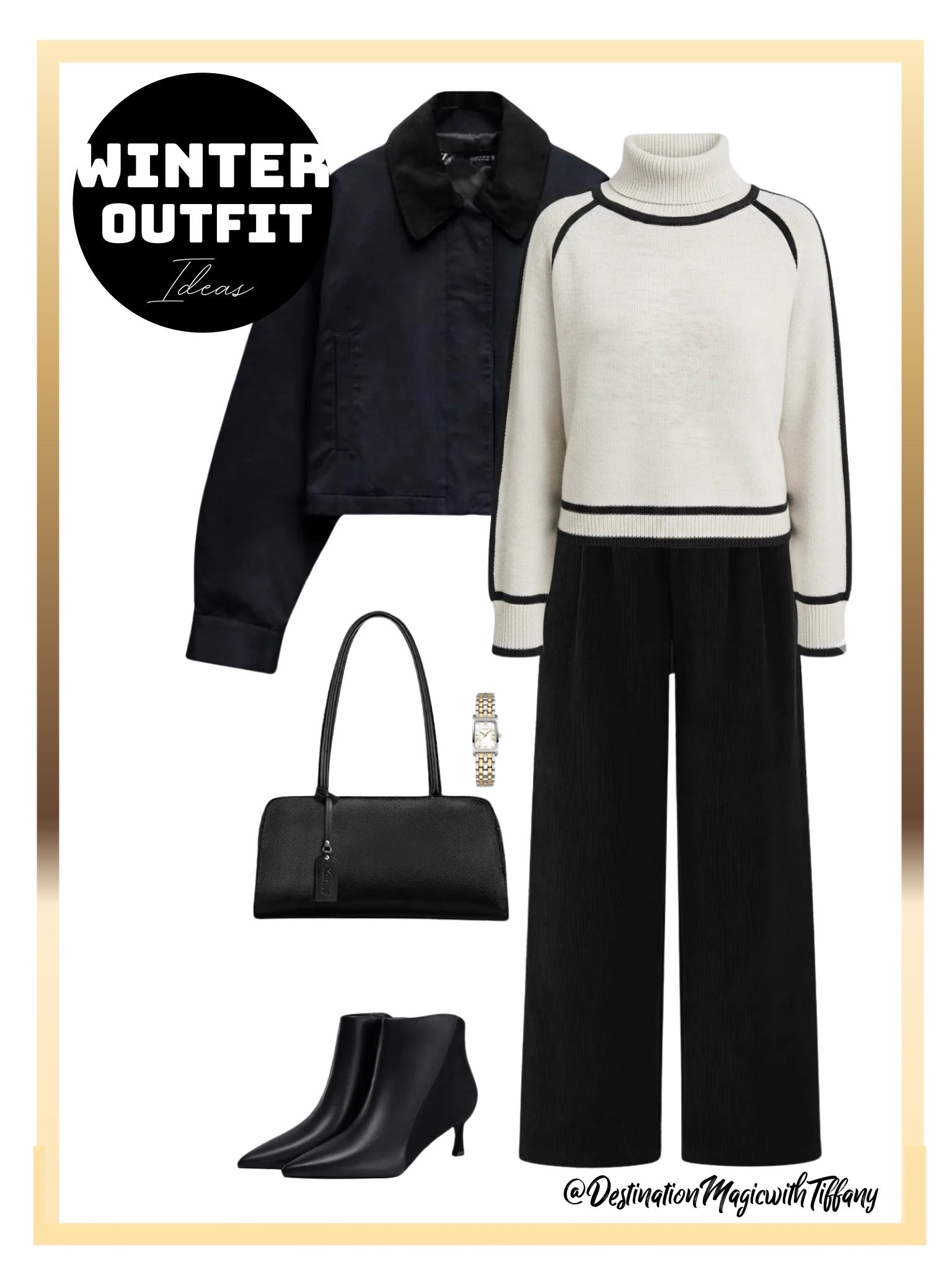 This everyday magic winter outfit is all about elevated basics. A crisp contrast-trim turtleneck paired with wide-leg pants creates a polished, timeless silhouette that feels both comfortable and chic. Layered with a cropped jacket, this look is ideal for winter travel, workdays, or casual dinners.

Finished with sleek ankle boots, a structured handbag, and classic accessories, this outfit proves that simple pieces can still make a statement. Effortless, versatile, and easy to wear on repeat.

#EverydayMagic #WinterOutfitInspo #CapsuleWardrobe #EffortlessStyle #LTKFinds #ChicEveryday #TravelStyle #DestinationMagicWithTiffany