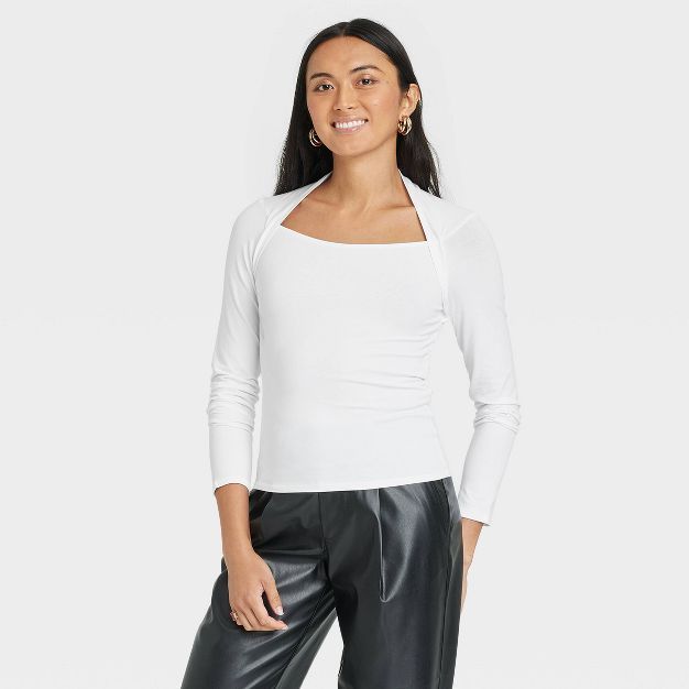 Women's Long Sleeve Slim Fit Square Neck Bolero Top - A New Day™ | Target