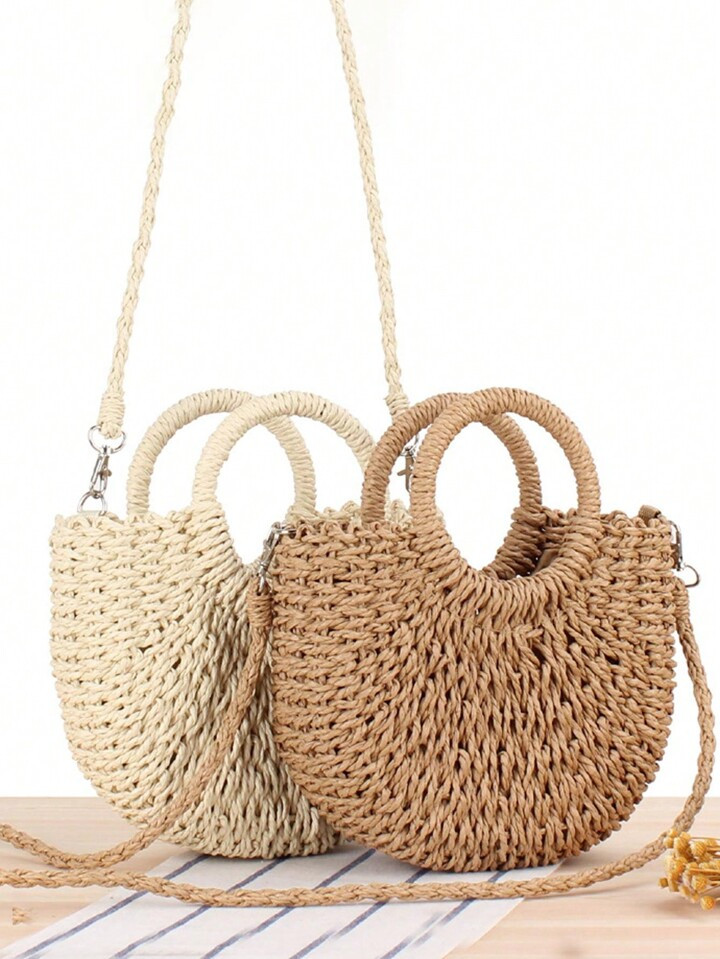 Women's Straw Woven Crossbody Bag, Summer Beach Handwoven Shoulder Bag, Wicker Purse | SHEIN USA | SHEIN