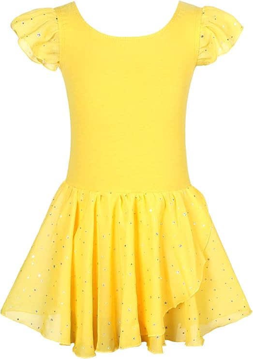 EQSJIU Girls Ruffle Sleeve Ballet Dance Dress Tutu Skirted Leotard Ballet Outfits Dance Leotard f... | Amazon (US)