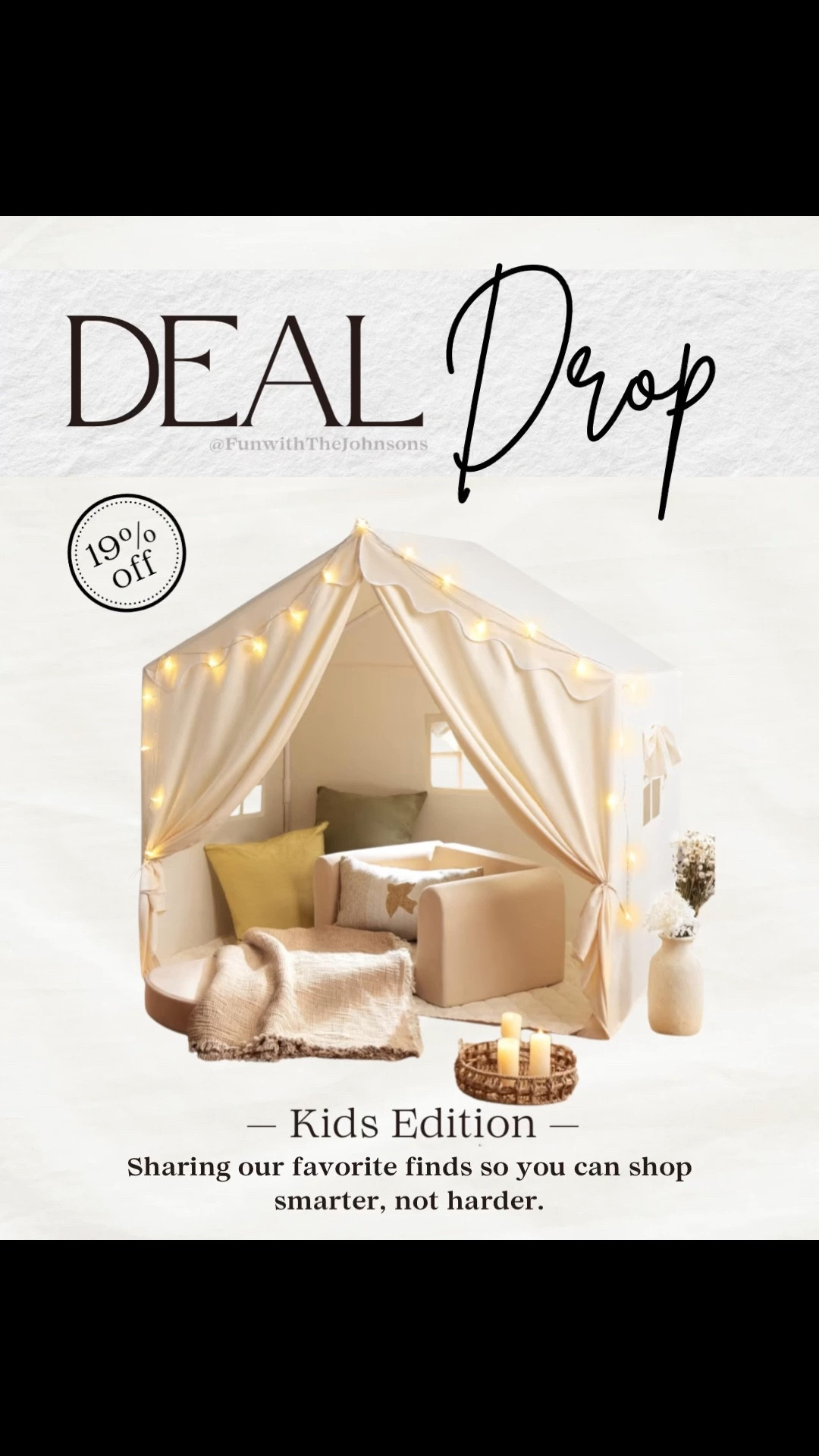 This Tiny Land play tent creates the perfect reading nook or magical play space...complete with a soft mat and star lights! A beautiful addition to any playroom or bedroom, and a sweet holiday gift for toddlers who love imaginative play.
#TinyLand #KidsTent #PlayTent #ReadingNook #ToddlerRoomDecor #PretendPlay #CozyKidsSpaces #HolidayGiftGuide #LTKKids #LTKSale


#LTKKids #LTKGiftGuide #LTKCyberWeek