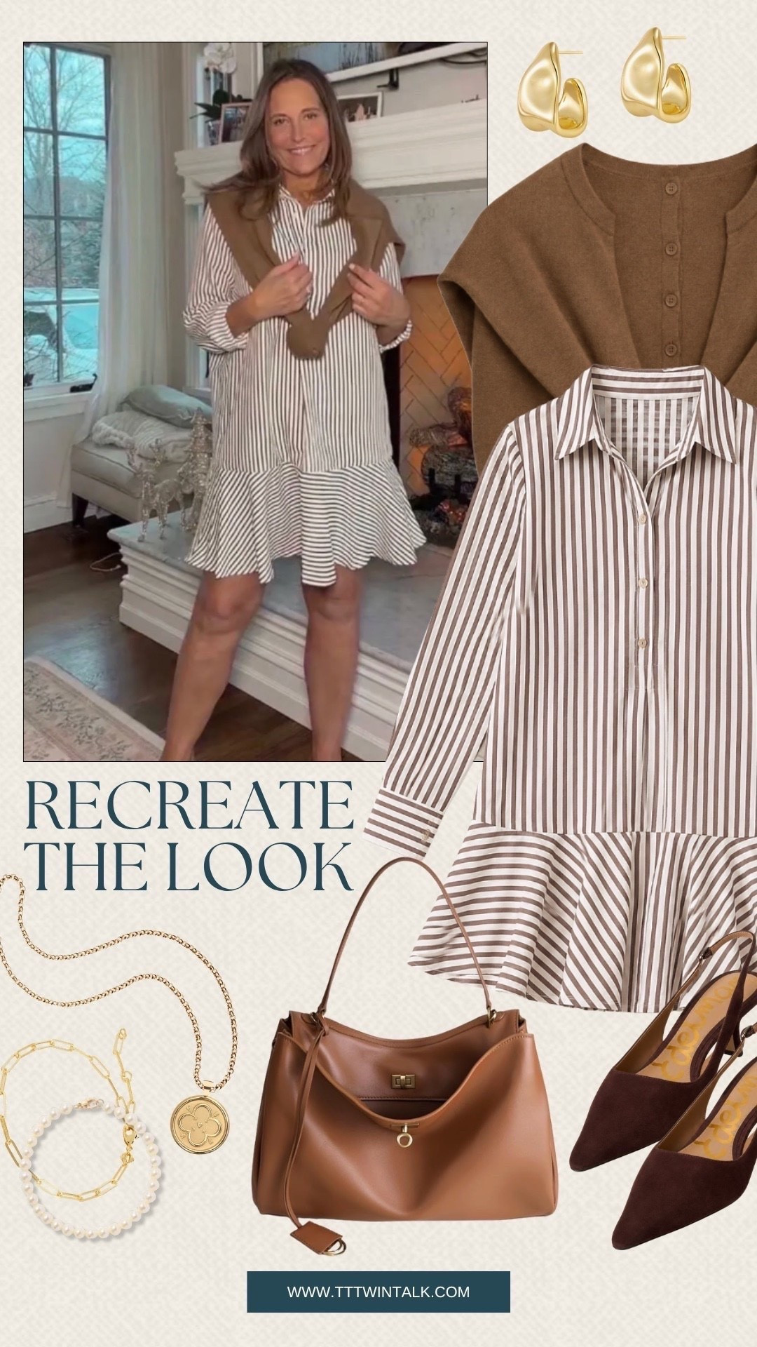 This Amazon striped dress is such a fun choice for a fall day out. I love the brown and white stripes paired with the cardigan and brown accessories for a classic look. It would be so cute for brunch, shopping, or a casual day out.

#LTKOver40 #LTKSeasonal #LTKMidsize