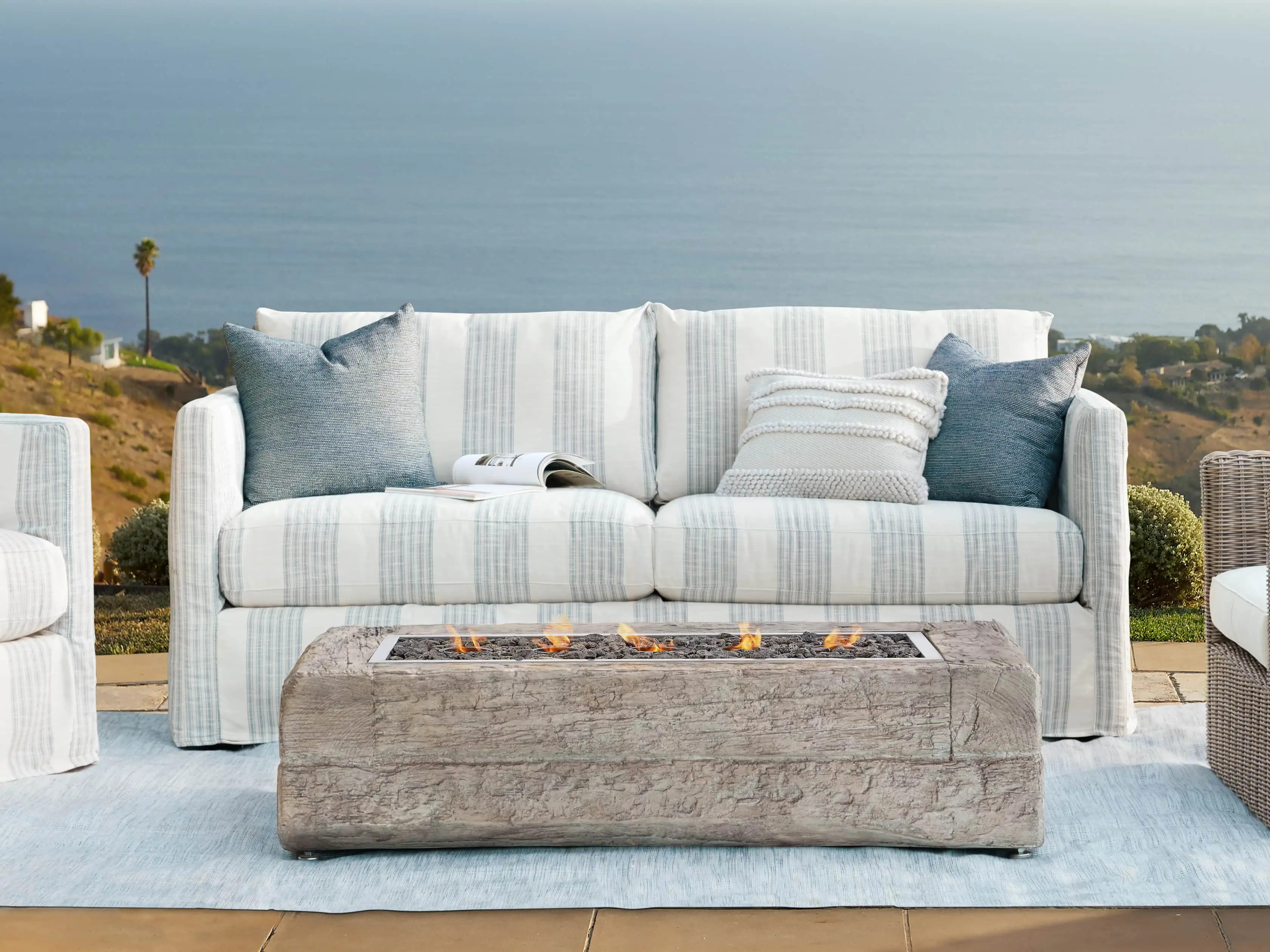 Natural Log Rectangle Outdoor Fire Table | Arhaus | Arhaus