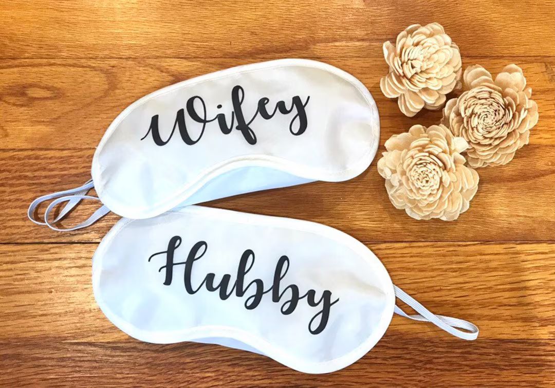 Wifey and hubby Eye masks set. Couples gift, Sleepover masks. bachelorette, wedding Gift, bride a... | Etsy (US)