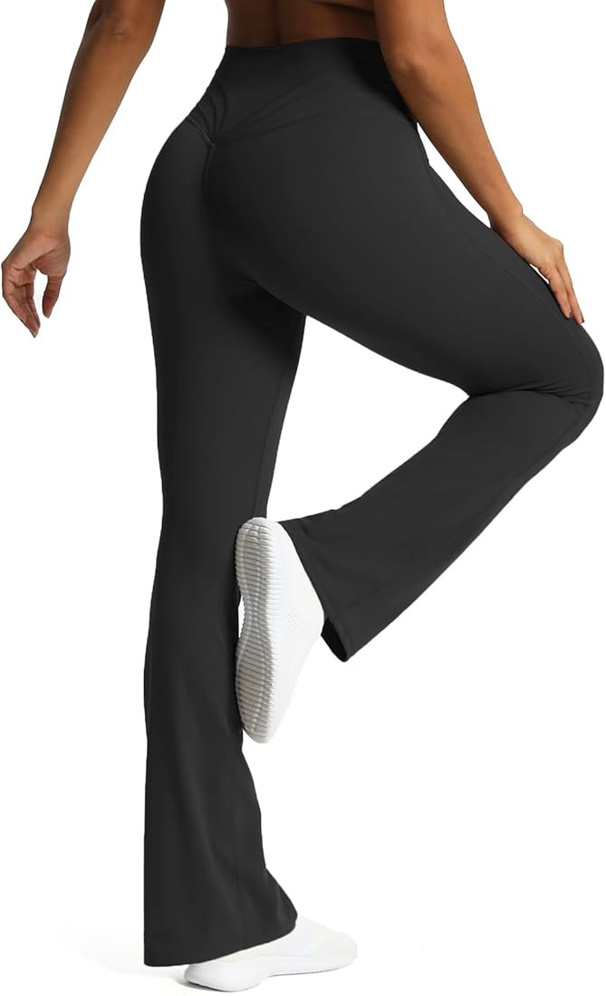 Aoxjox Flare Leggings for Women Trinity Tummy Control High Waisted Wide Leg Yoga Pants | Amazon (US)