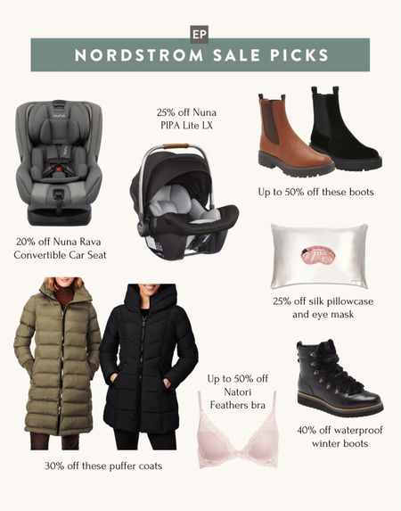 Nordstrom sale finds:
•I have size 5 in the Sam Edelman Laguna boots (runs a tad narrow for me in the front toes) and I have size 5.5 in the Cole Haan hiker boots 
•Nuna Rava & Nuna PIPA car seats 
•Bernardo puffer coats 
•Slip silk pillowcase 
•Natori Feathers bra

#petite

#LTKsalealert #LTKunder100 #LTKbaby