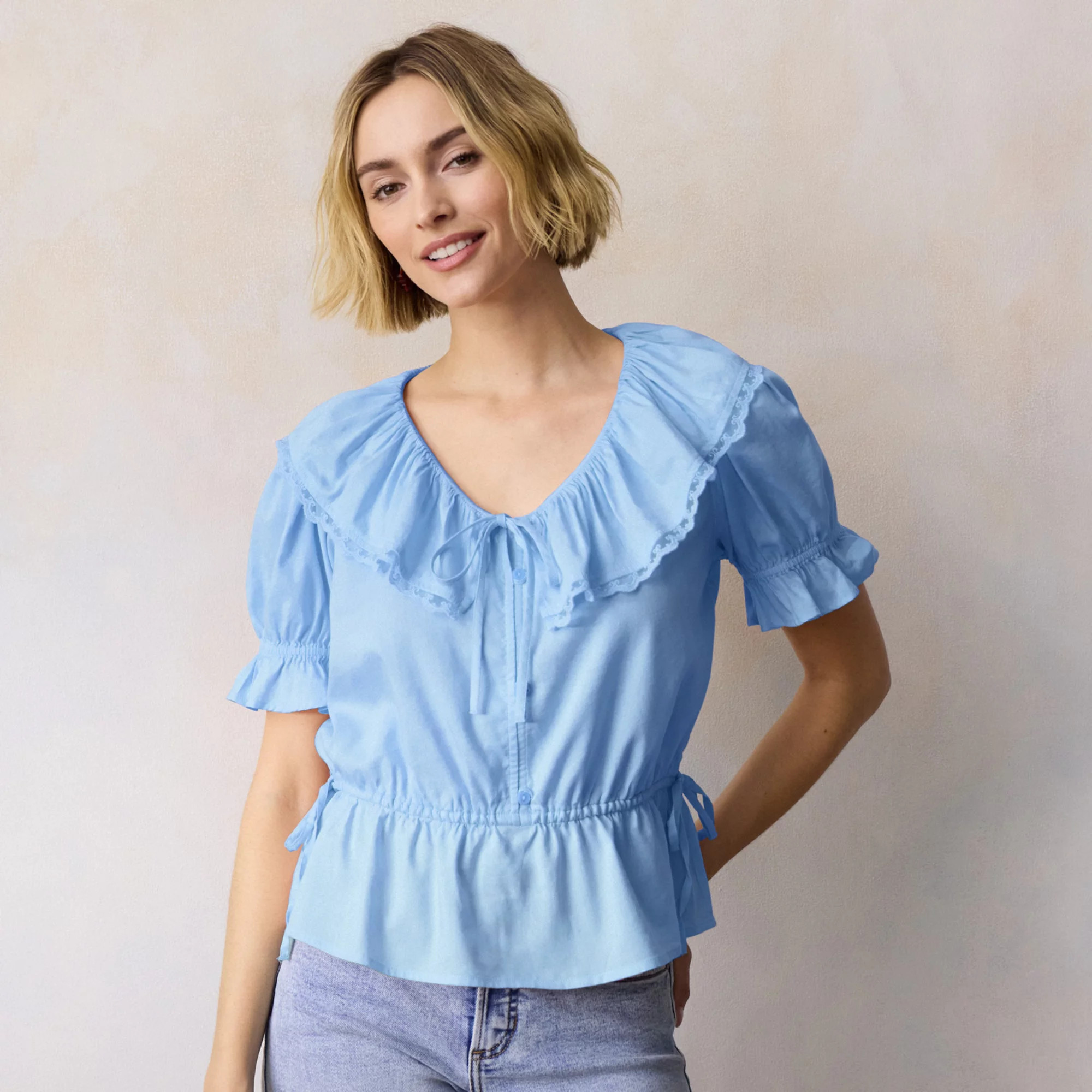 Women's LC Lauren Conrad Lace Trim Collar Top | Kohl's