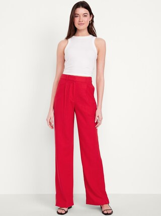 Extra High-Waisted Linen-Blend Taylor Wide-Leg Trouser Pants | Old Navy (US)