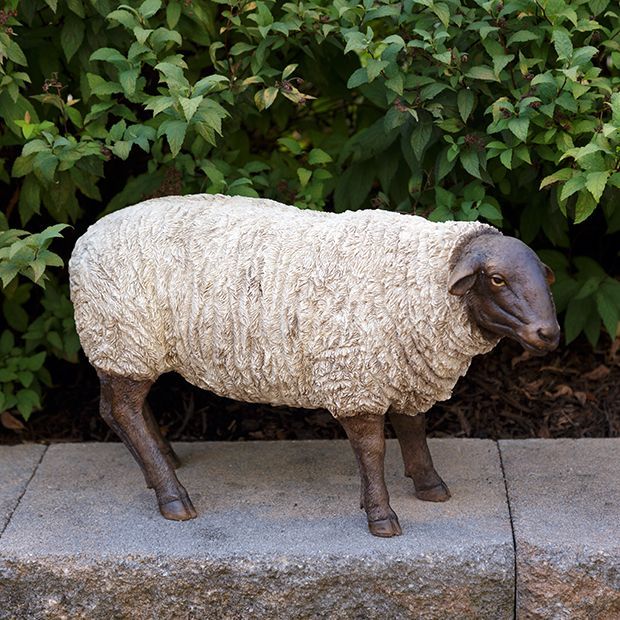 Large Standing Sheep Figurine | Antique Farm House