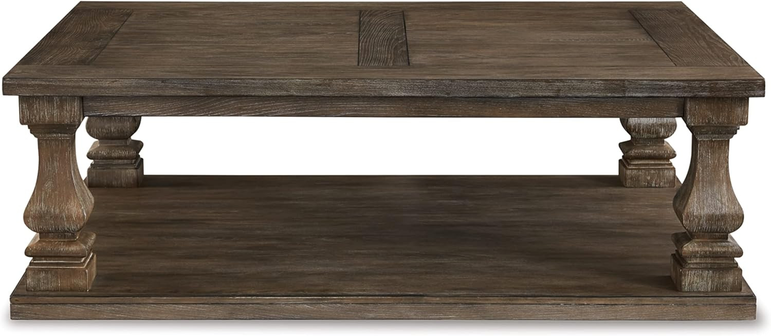 Signature Design by Ashley Johnelle Farmhouse Coffee Table with Weathered Gray Finish, Gray | Amazon (US)
