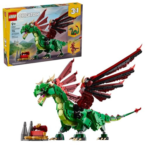 LEGO Creator 3 in 1 Medieval Dragon Toy - Building Toy with 3 Build Options, Dragon, Sea Serpent, or Phoenix - Fantasy Set for Kids, Boys and Girls, Ages 9+ - Gift Idea for Birthdays - 31161 | Amazon (US)