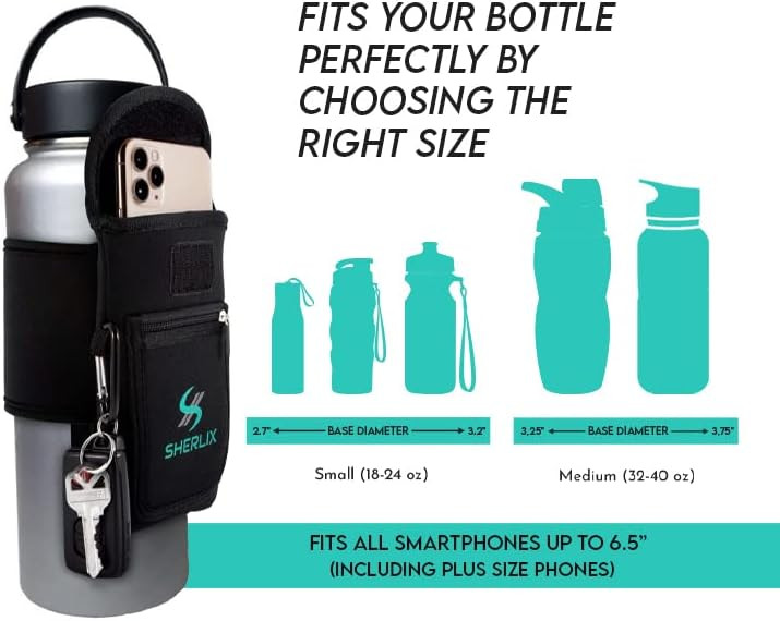 Gym Water Bottle Pouch -18-40 oz Water Bottle Holder for Running, Walking, Workout -Cell Phone Holde | Amazon (US)
