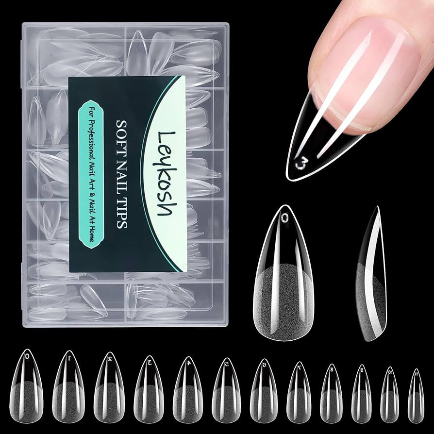 Medium Stiletto Nail Tips, 216pcs Acrylic Fake Nails Soft Gel Tips False Nail, Full Cover Pre-Sha... | Amazon (US)