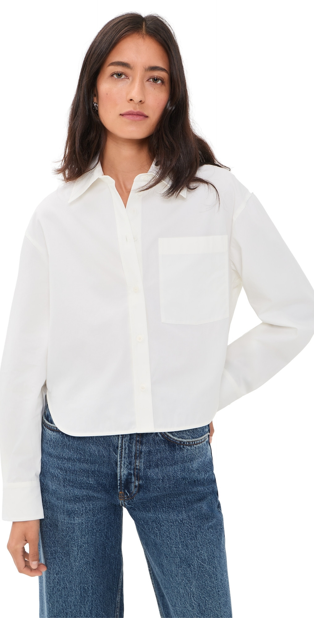 ANINE BING Scott Cropped Shirt White 38 | Shopbop