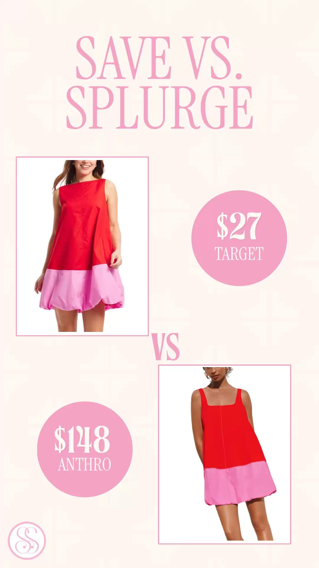 Anthropologie bubble dress look for less | Target bubble hem dress | colorblock mini dress | cotton poplin dress | summer dress

Save vs splurge: the $148 Anthropologie bubble hem dress look is at Target for $27 right now.

This new Target arrival is 40% off and gives the same bold colorblock summer dress energy for way less: crisp 100% cotton poplin, square neckline, sleeveless mini silhouette, voluminous bubble hem, side pockets, and that playful red and pink color story. 

The Anthropologie version has the same cotton poplin feel, bold colorblock detail, pocketed mini silhouette, and sculptural bubble hem shape. The Target version gets you the look for a fraction of the price while sizes are still moving.

This is such a good Target summer dress for vacation outfits, summer brunch, date night, birthday dinners, girls trips, beach town shopping, patio drinks, poolside plans, Fourth of July weekend, casual wedding guest plans, bridal showers, baby showers, and warm weather weekends.

Style it with raffia sandals, white sandals, gold hoops, pearl earrings, flat slides, a woven clutch, straw tote, or denim jacket for an easy summer outfit.

Anthropologie bubble dress look for less, Anthro bubble dress look for less, Anthropologie inspired dress, Target bubble hem dress, Target summer dress, Target dress, Target new arrivals, Target fashion finds, Target style, colorblock mini dress, red and pink dress, cotton poplin dress, 100 cotton dress, bubble hem dress, bubble hem mini dress, dress with pockets, square neck dress, sleeveless mini dress, summer dress, summer dresses women, summer outfit, vacation dress, date night dress, wedding guest dress, designer look for less

#LTKFindsUnder50 #TargetFinds #TargetStyle #Anthropologie #LookForLess #SummerDress #VacationOutfit #WeddingGuestDress

#LTKSeasonal #LTKWedding #LTKSaleAlert