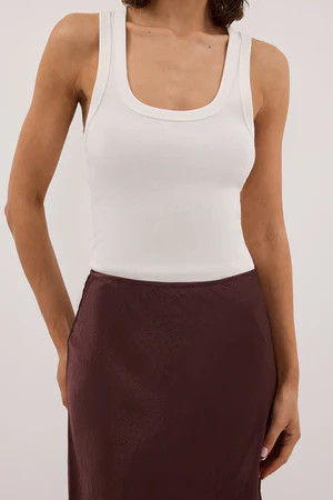 CLARA OFF WHITE SCOOP NECK TANK TOP | DISSH