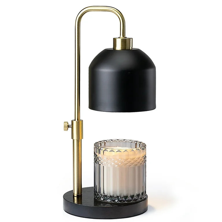 Better Homes & Gardens Matte Black Metal Candle Warmer Lamp with Adjustable Height, Gold Accent | Walmart (US)
