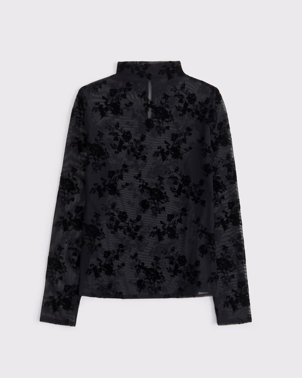 Long-Sleeve Mockneck Mesh Top | Abercrombie & Fitch (US)