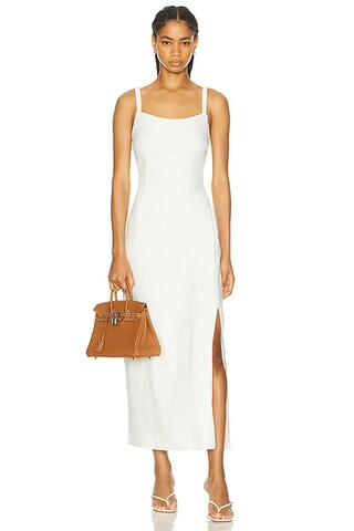 SIR. Primrose Ruched Midi Dress in Ivory | FWRD | FWRD 