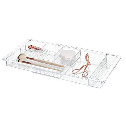 iDesign Clarity Plastic Expandable Drawer Organize for Vanity, Bathroom, Kitchen, Desk, Expands up t | Amazon (US)