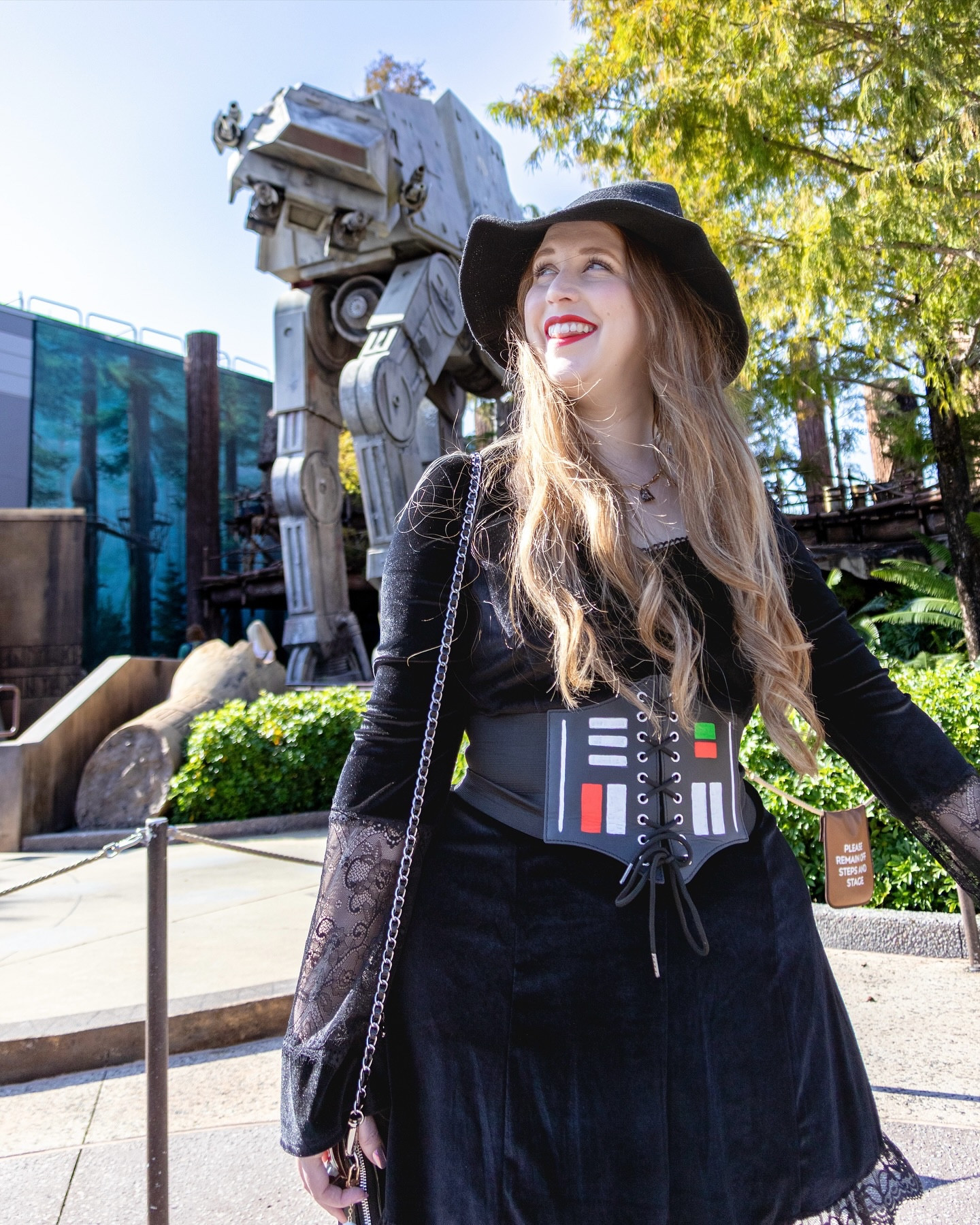 “give yourself to the dark side” - darth vader 🖤

witchy vader came back this spooky season for a trip to batuu! i was so excited to add my new gifted @baublebar accessories to this look and they were seriously the perfect touch! everyone kept asking where they were from. i’m forever a baublebar super fan ✨

we truly had the best morning at our favorite place! we drank space coffee and blue milk, ate ronto wraps, rode star tours, did some shopping, and saw vader, kylo, stormtroopers, the mandolorian, and grogu! 💫

necklace, bracelet & bag charm: @superfanbybaublebar #gifted 
corset: painted by me! (materials from @amazonfashion )
dress, lightsaber wand (chopsticks) & hat: @amazonfashion 
boots: @walmartstyle 
purse: @loungefly 

thanks for the original inspo @magicwithmeg 🖤

#disneybound #darthvader #witch #starwars #disneystyle @thedisneybound @starwars @waltdisneyworld @disneyparks