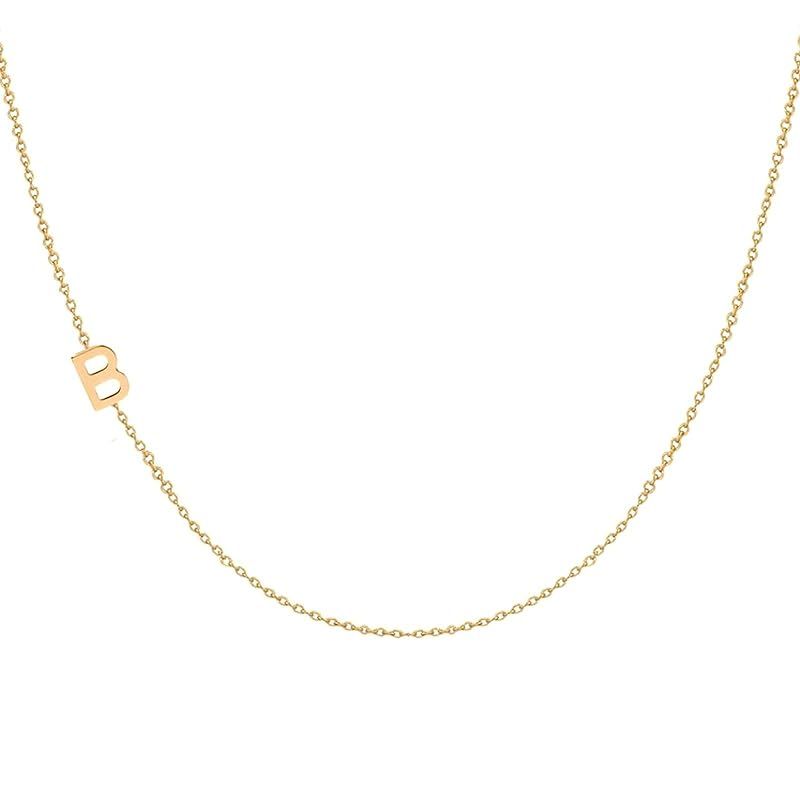 Dainty Initial Letter 14k Solid Gold or Silver Necklace, Minimal Letter Necklace, Gold Multiple 1... | Amazon (US)