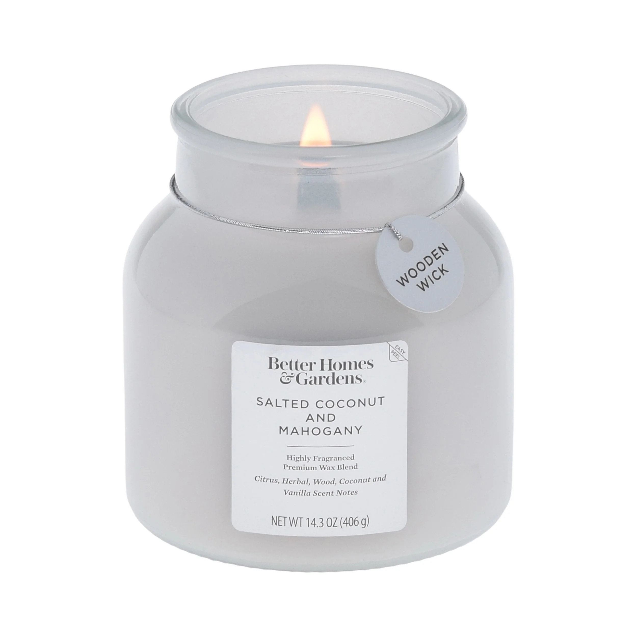 Better Homes & Gardens Salted Coconut Mahogany Scented Wooden Wick 14.3oz Jar Candle | Walmart (US)