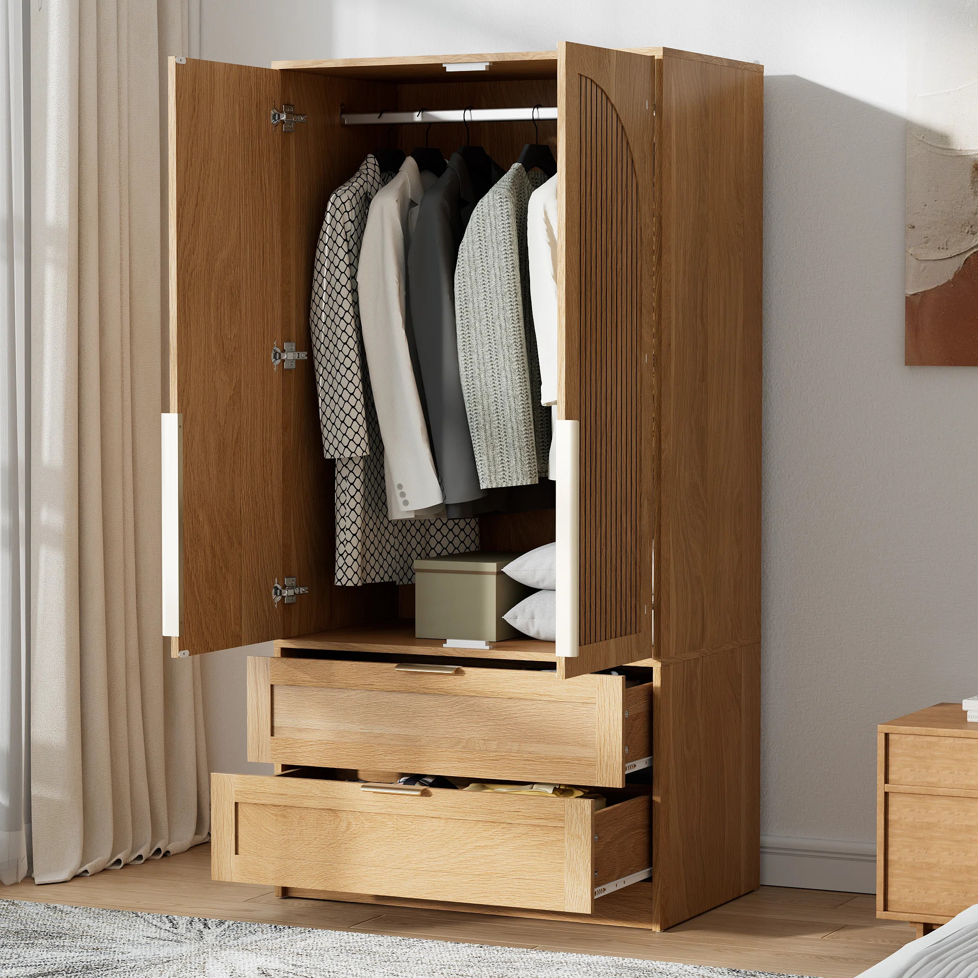 Boho Style 2-Door Armoire with 2 Drawers | Wayfair North America