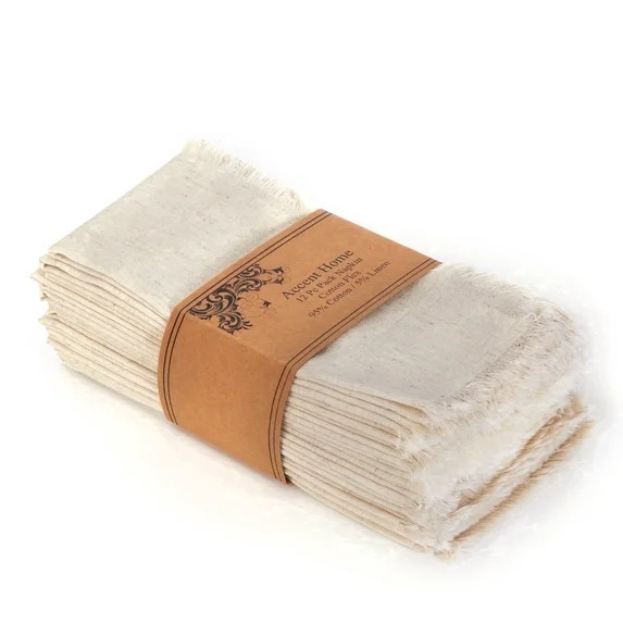 Accent Home 18" x 18" Natural Cotton Linen Cloth Napkin (12 Count) | Walmart (US)