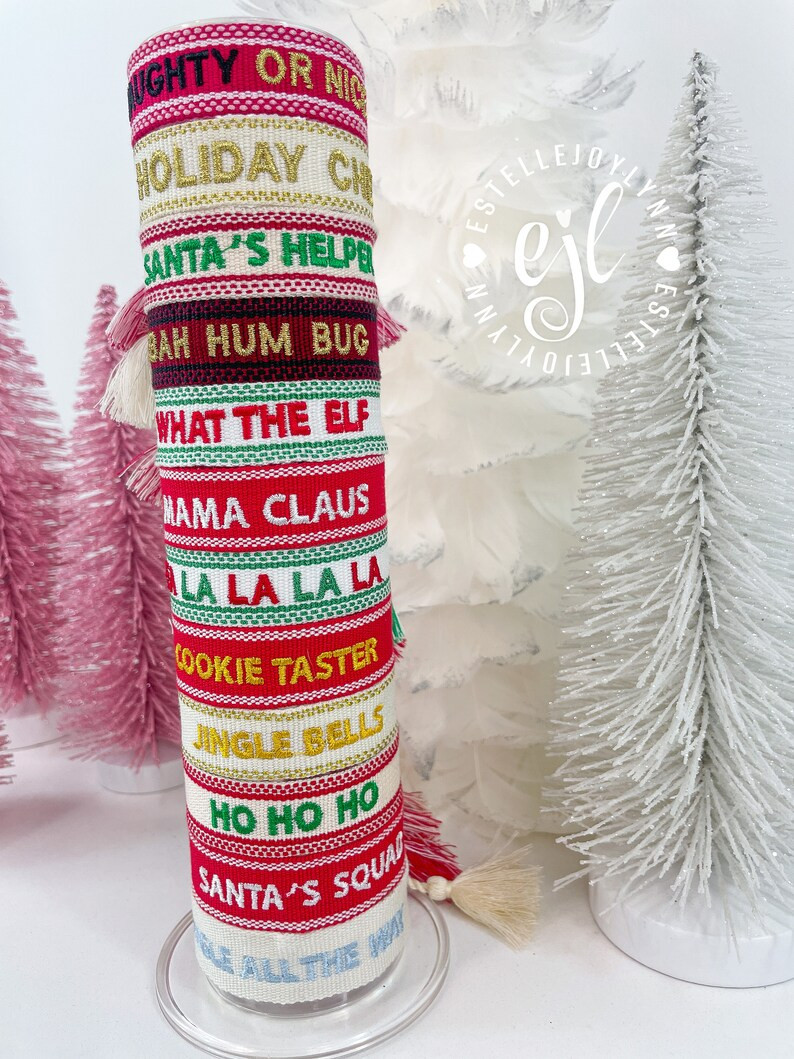 Holiday Bracelet / Embroidered Christmas Tassel Bracelet / - Etsy | Etsy (US)