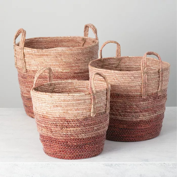 Sullivans Set of 3 Pastel Basket 15.5"H, 14.5"H & 13"H Pink | Target