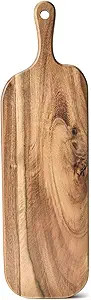 BILL.F Acacia Wood Cutting Board with Handle Small Size Long Wooden Charcuterie Board Paddle Chee... | Amazon (US)