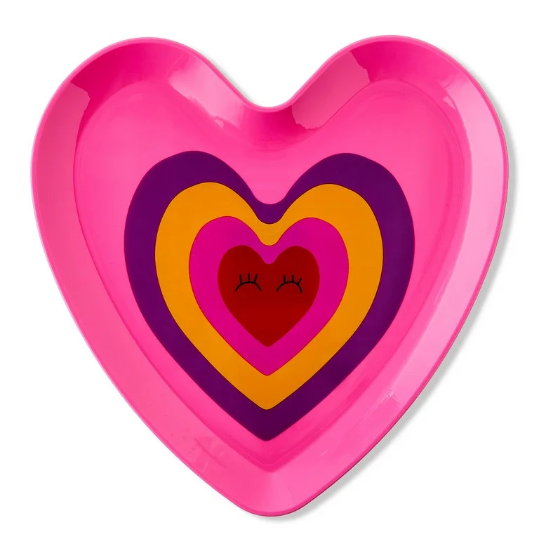 Plastic Heart-Shaped Plate, Pink, 9", Valentine's Day by Way To Celebrate | Walmart (US)