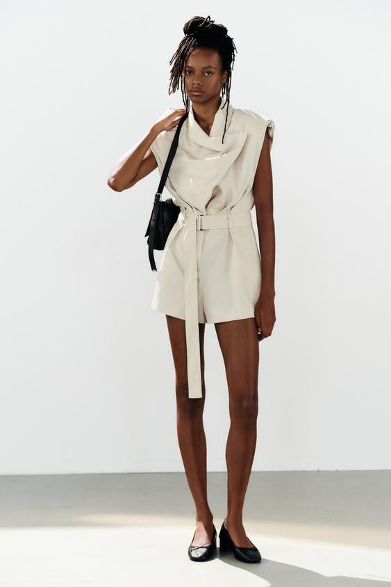 PLAYSUT WITH SHOULDER PADS AND BELT | Zara UK