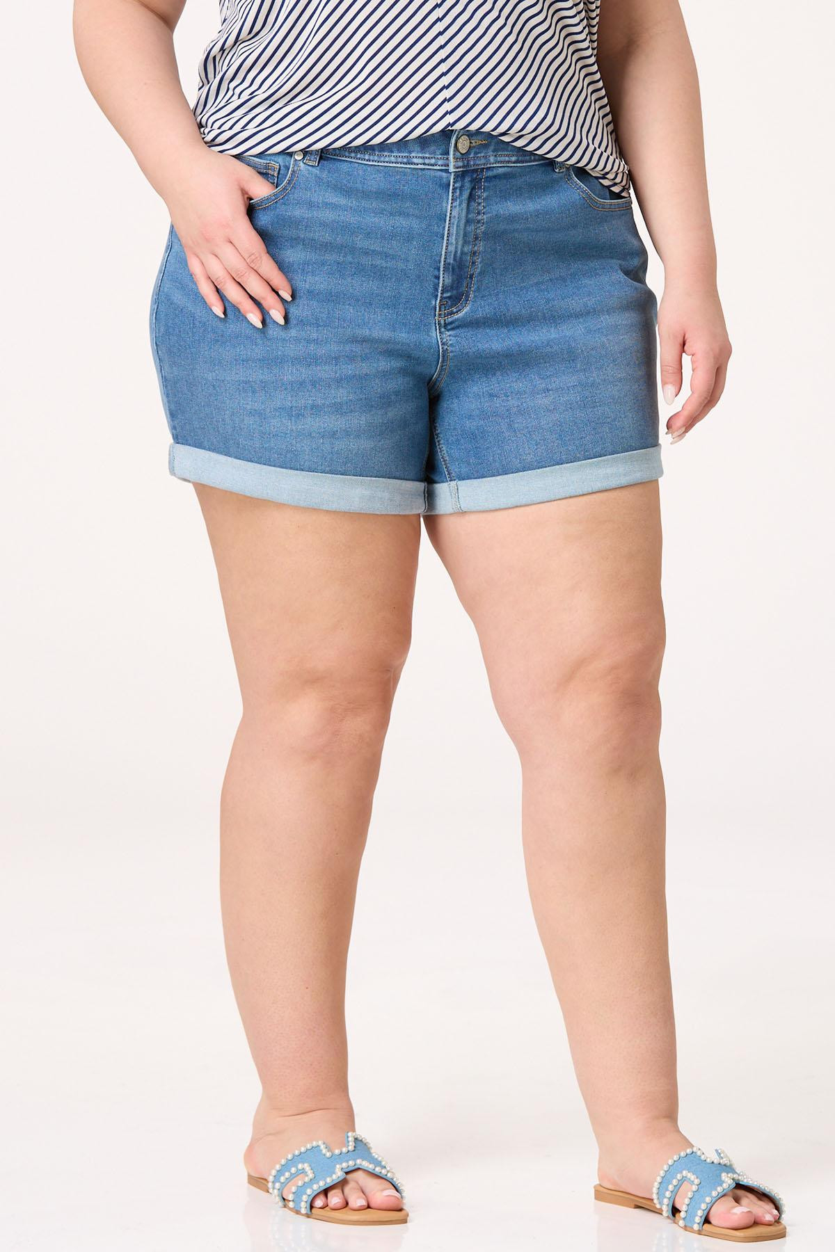 Plus Size Rolled Superflex Denim Shorts | Cato Fashions