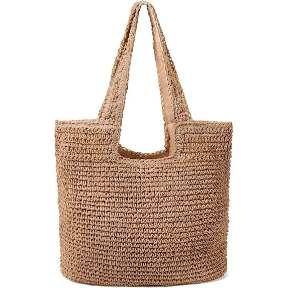 Gocvo Straw Beach Bag for Women Summer Woven Beach Tote Bag Shoulder Handbags Boho Bag | Walmart (US)