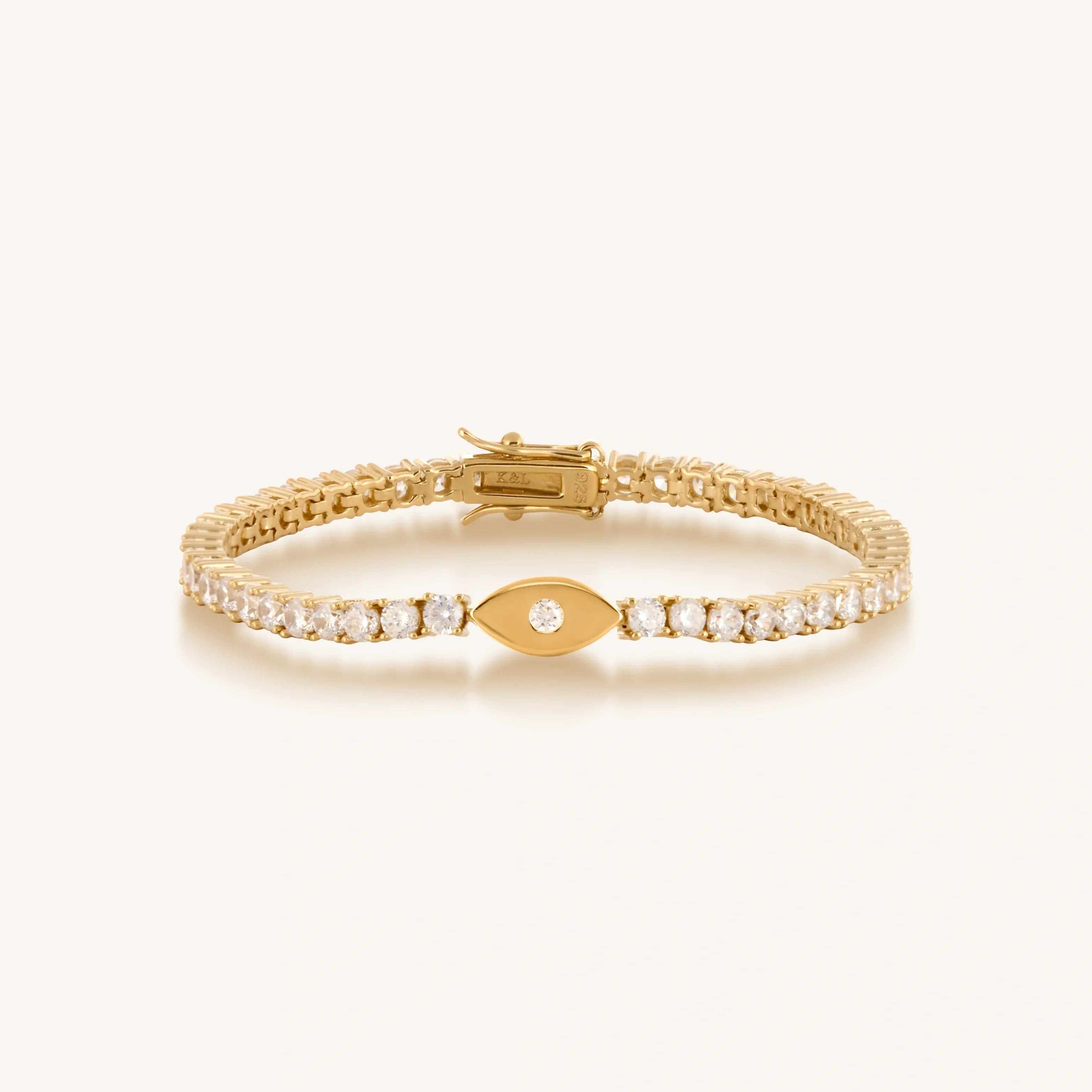 Sparkling Awareness Gold Plated Evil Eye Bracelet | Karma and Luck