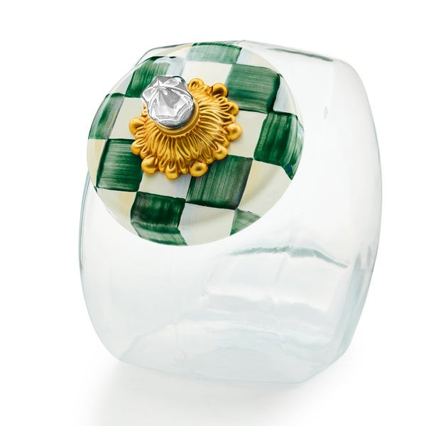 MacKenzie-Childs Cookie Jar with Emerald Check Lid | MacKenzie-Childs