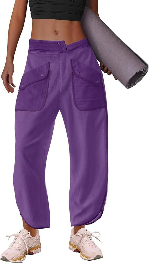 LAMISSCHE Oversized Barrel Lounge Pants Women Wide Leg Sweatpants with Pockets Baggy Cropped Pant... | Amazon (US)