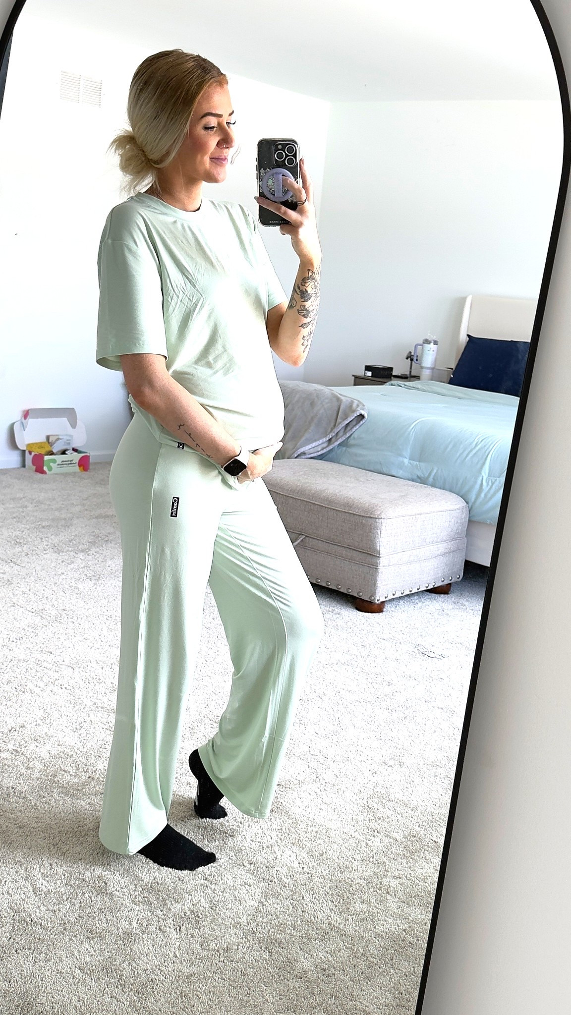 Perfect, stretchy matching set will fit you your whole pregnancy! 

#LTKBump #LTKBaby #LTKStyleTip