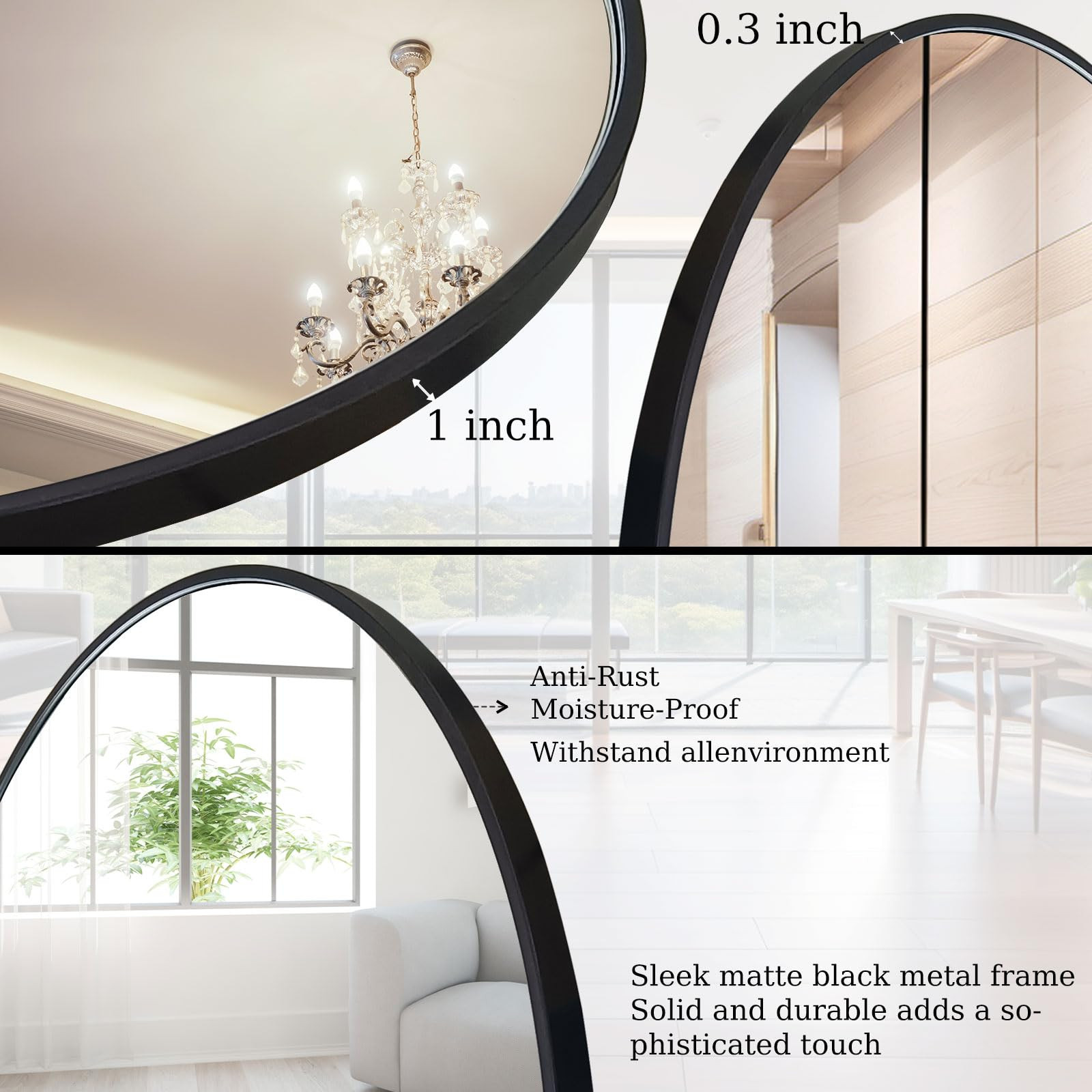 Large Round Mirror 48 Inch Circle Black Mirror, Metal Framed Oversized Round Mirror Modern Style,... | Amazon (US)