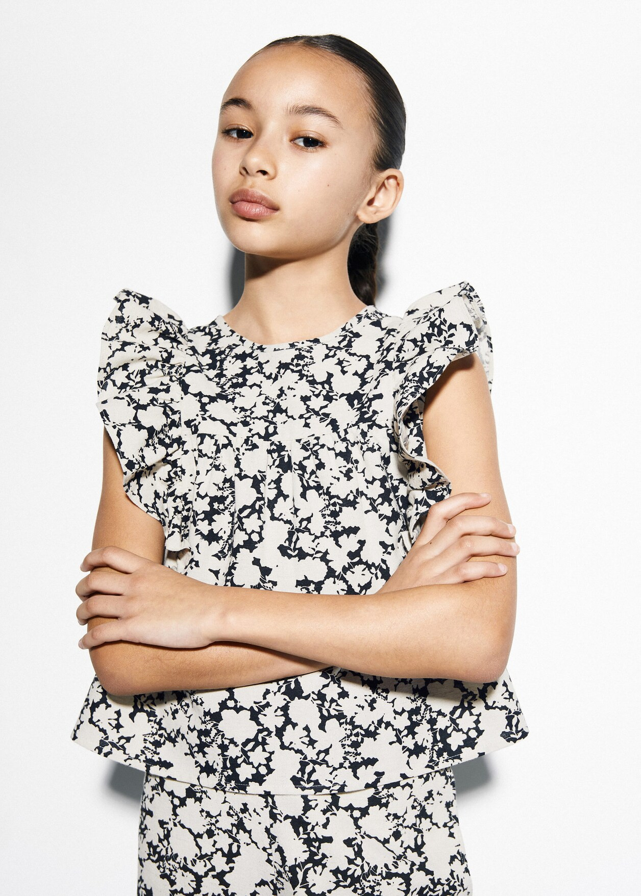 Linen-blend ruffled blouse -  Girls | Mango Kids USA | MANGO (US)