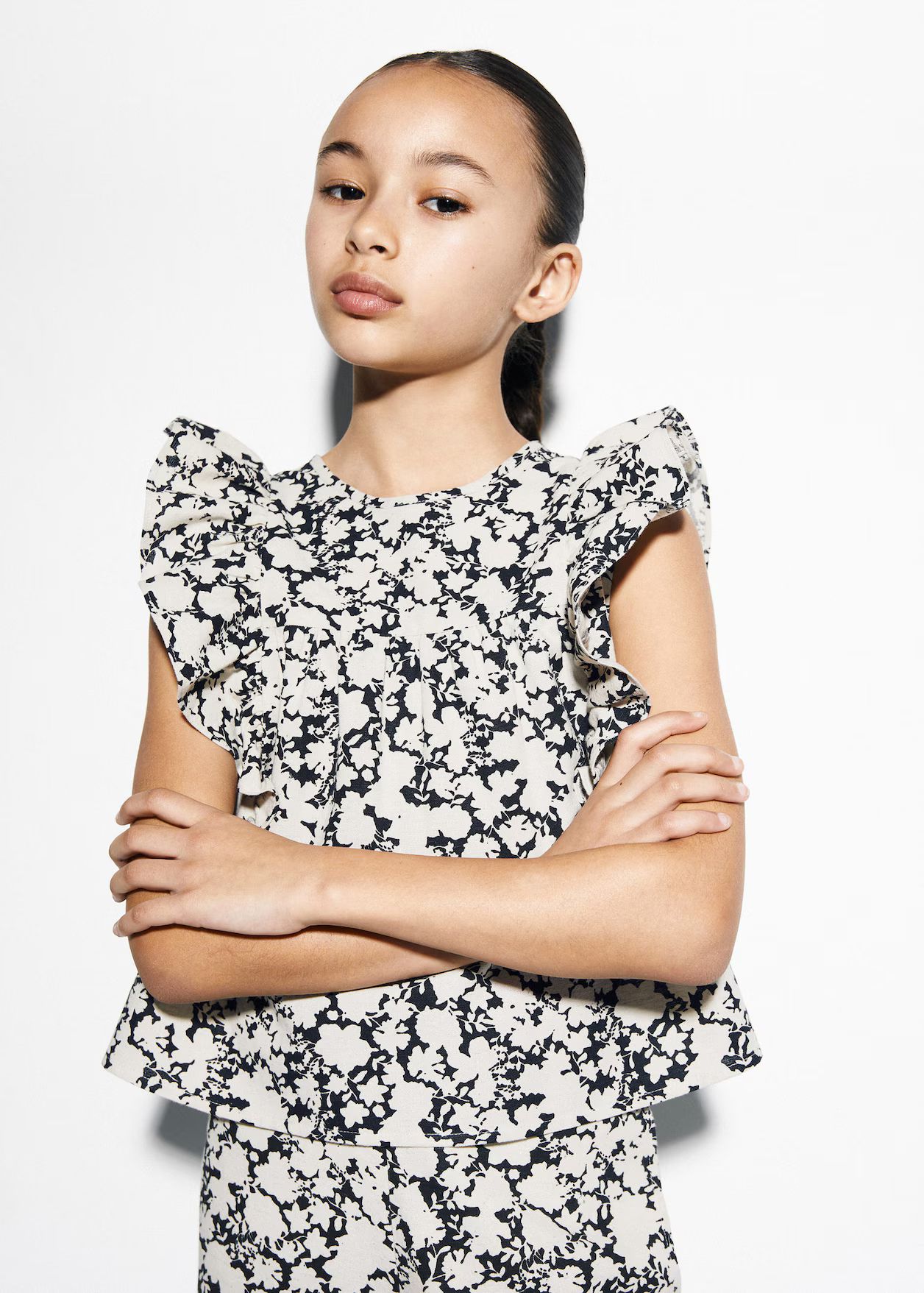 Linen-blend ruffled blouse -  Girls | Mango Kids USA | MANGO (US)
