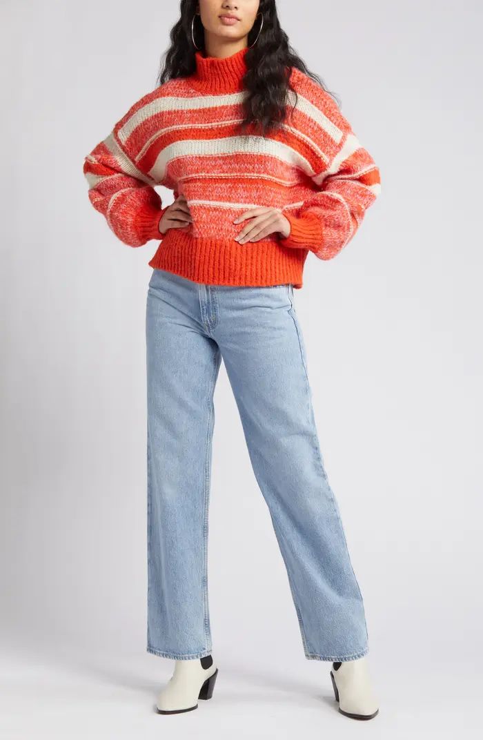 Kamma Variegated Stripe Mock Neck Sweater | Nordstrom