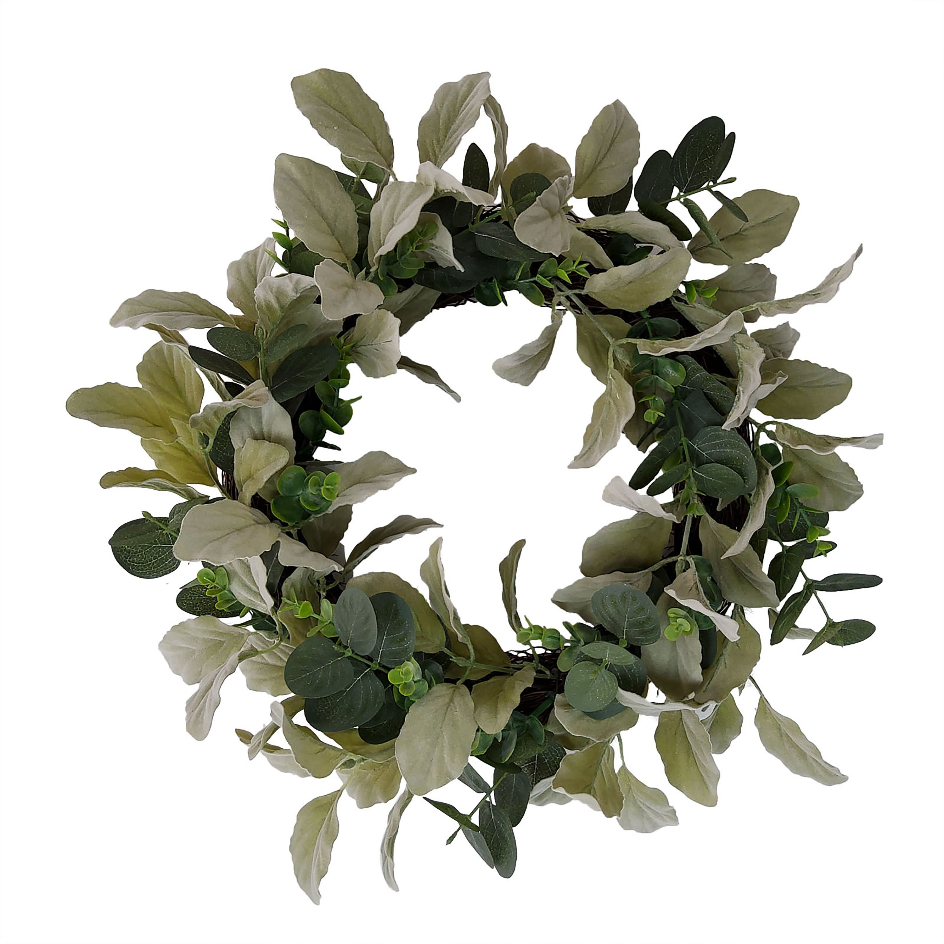 Mainstays 18 in Indoor Artificial Evergreen Plant Wreath, Green Color. Weight 0.65 lb. No Pot. | Walmart (US)