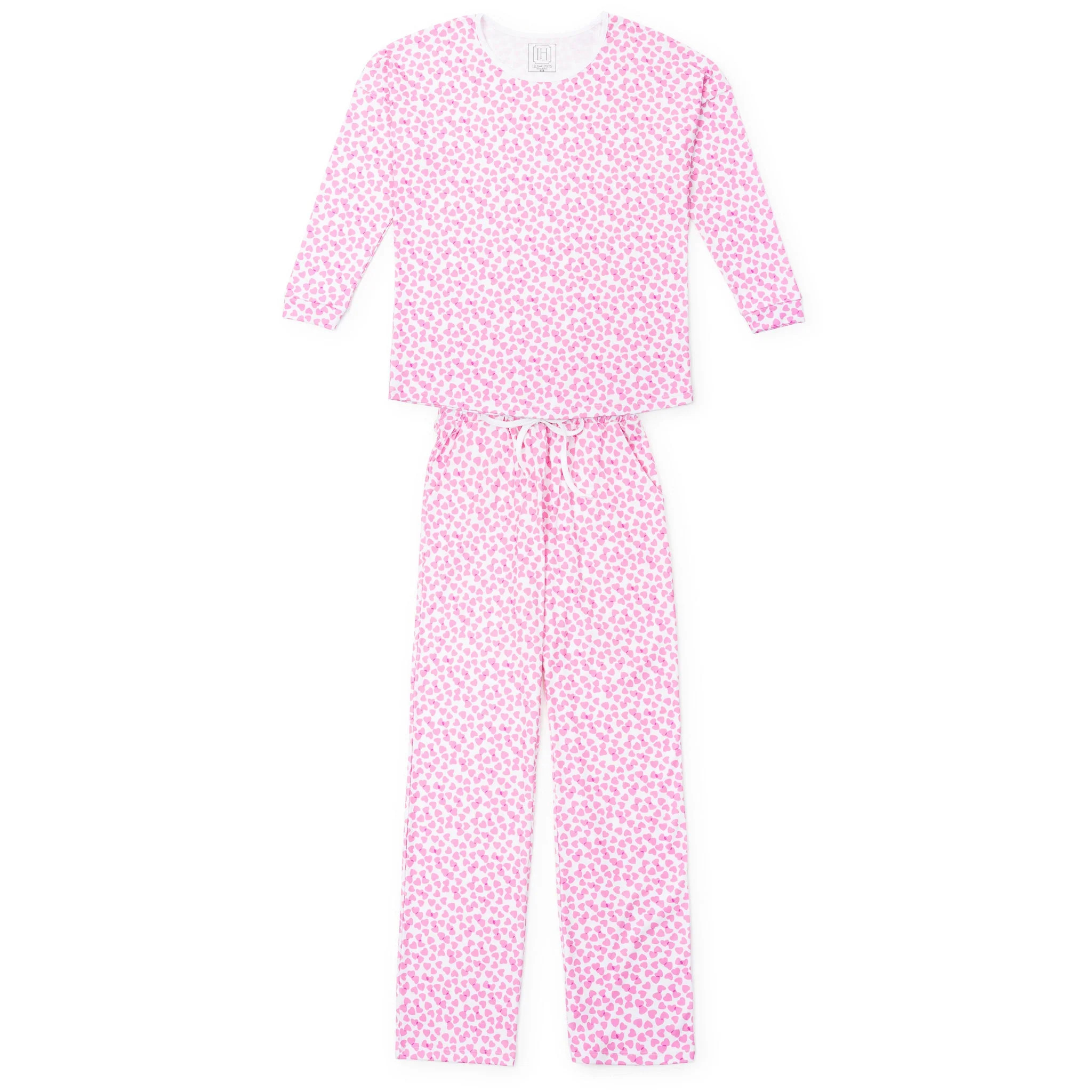Audrey Women's Longsleeve Top Pant Set - Confetti Hearts Pink | Lila and Hayes