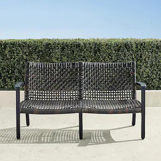 Isola Loveseat in Black Aluminum & Black Walnut Wicker - Frontgate | Frontgate